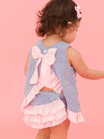 Baby Girls Blue Seersucker Ruffle Swing Top & Bloomer Set: Blue / 2T
