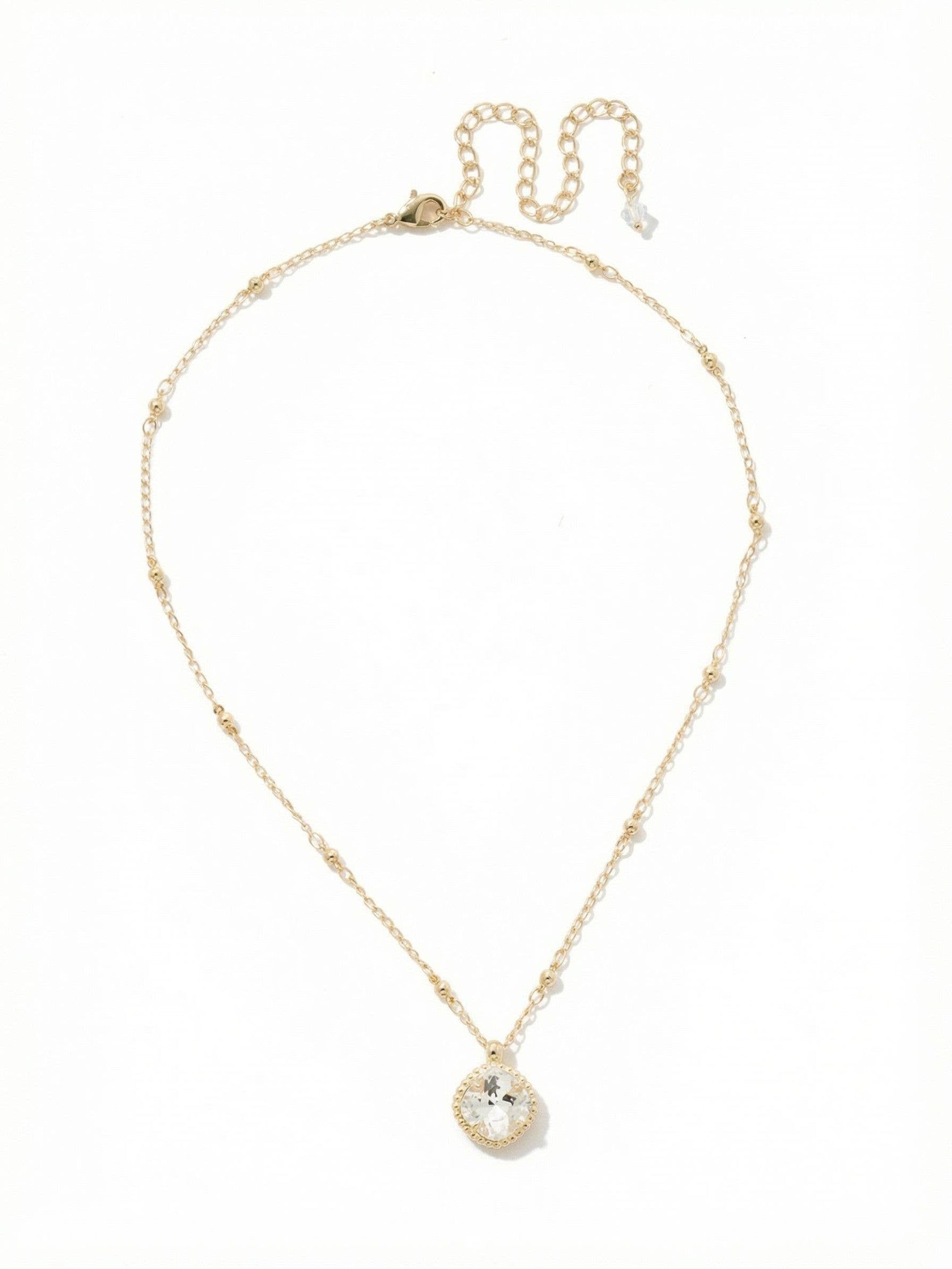 Cushion-Cut Pendant Necklace - NDS50BGCRY: Clear