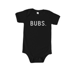 BUBS. Onesie - Baby Boy Clothes: Cream with words in white / 3/6M