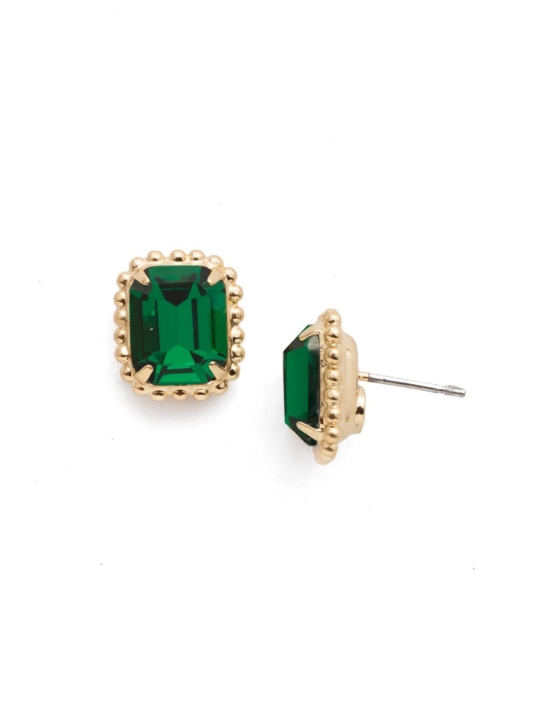 Octavia Scalloped Stud Earrings -Green