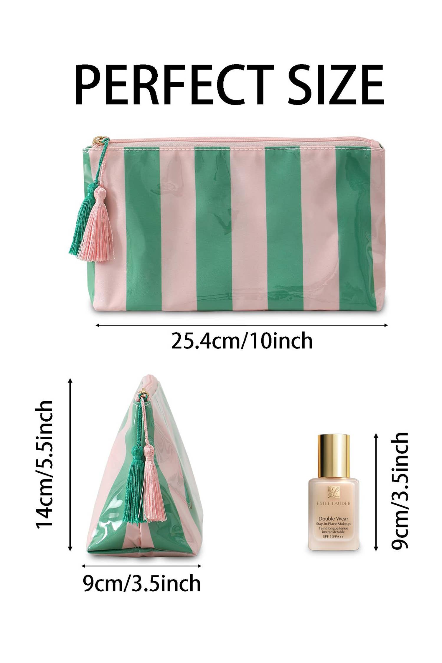 Striped Print Large Capacity Clear Makeup Bag: Red