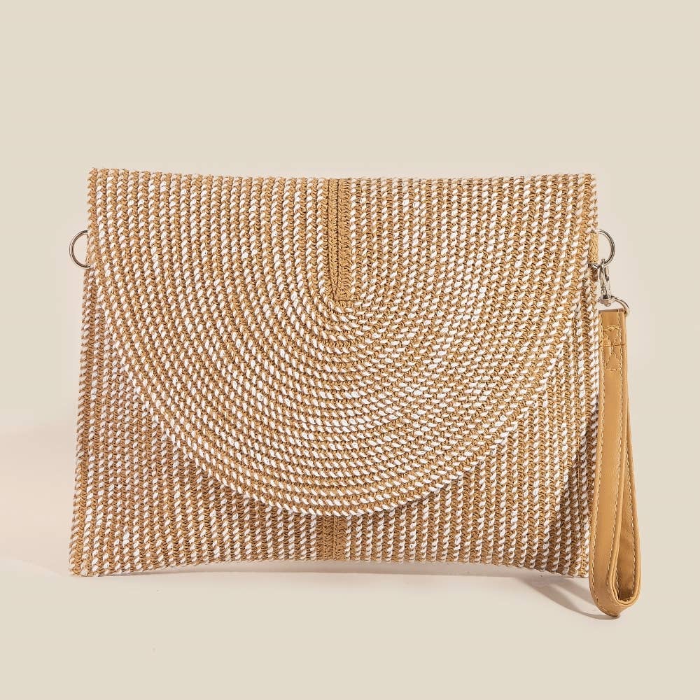Two Tone Intricate Paper Woven Envelope Clutch Bag