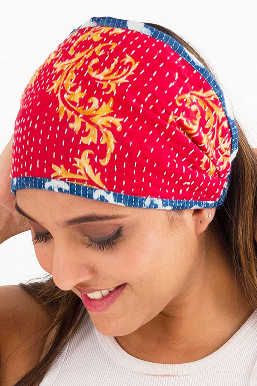 Reversible Kantha Headbands, Set of 2