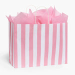 Pink Cabana Stripe Paper Gift Bags: 25 Pack / Rose 5.25x3.25x8.5"