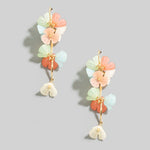 Acrylic Flower And Bars Dangle Earrings