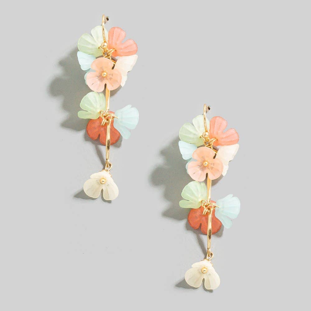 Acrylic Flower And Bars Dangle Earrings