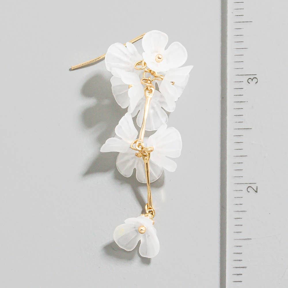 Acrylic Flower And Bars Dangle Earrings