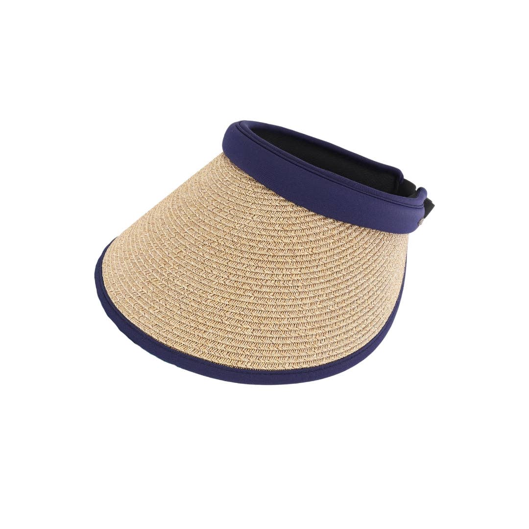 CC Adjustable Straw Visor Sunhat: Navy