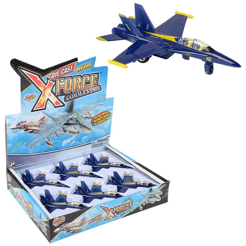 6.5" Diecast Pull Back F-18 Blue Angel