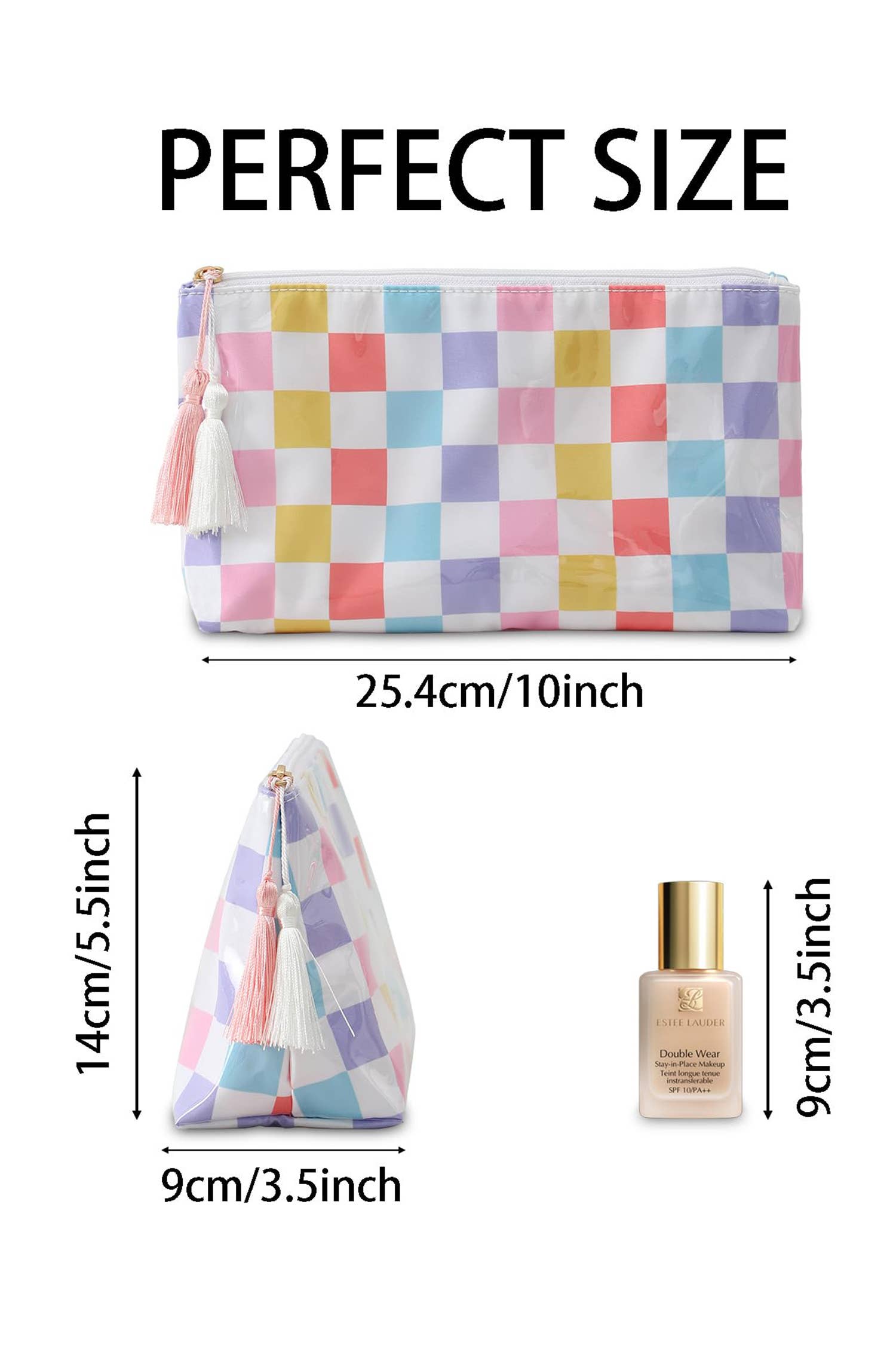 Striped Print Large Capacity Clear Makeup Bag: Red