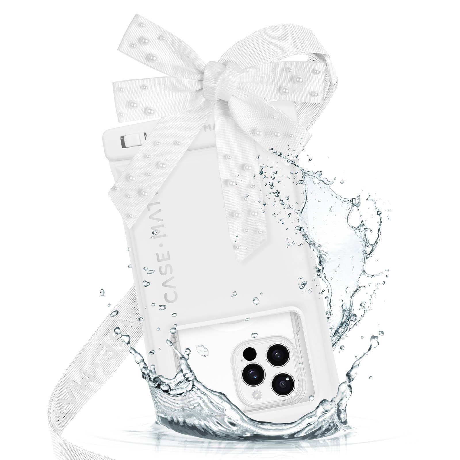 Case-Mate Ivory Pearl Bow Waterproof Floating Pouch