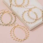 Faceted Glass Beaded Oval Dangle Earrings