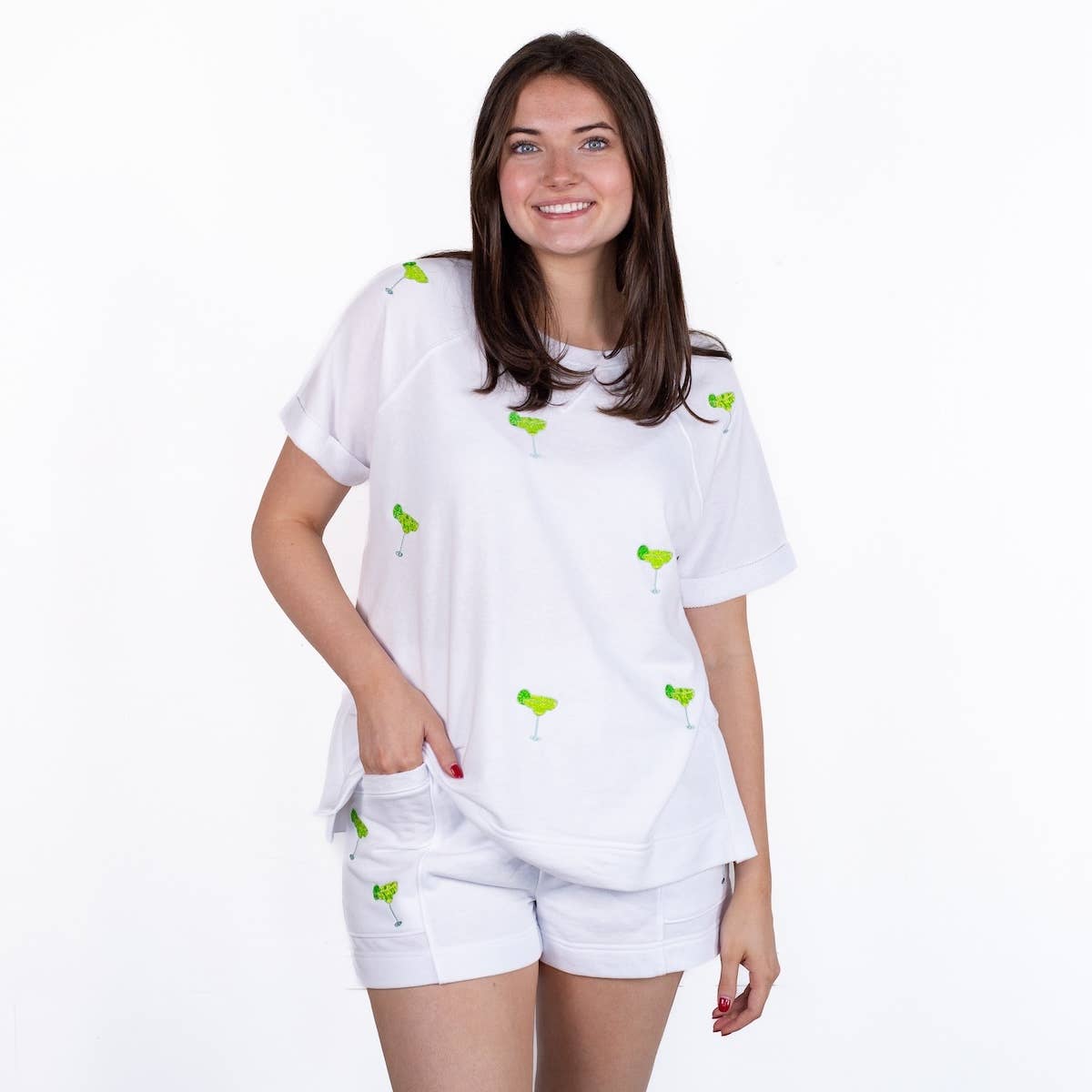 Margarita Short Sleeve Top   White/Multi    -Asst.: Medium