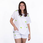 Margarita Short Sleeve Top   White/Multi    -Asst.: Small