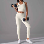 Women High Support Sports Bra Seamless Workout Yoga Set: Dark Blue / L
