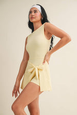 Sleeveless Wrap Tie Front Dress: Lemon / M