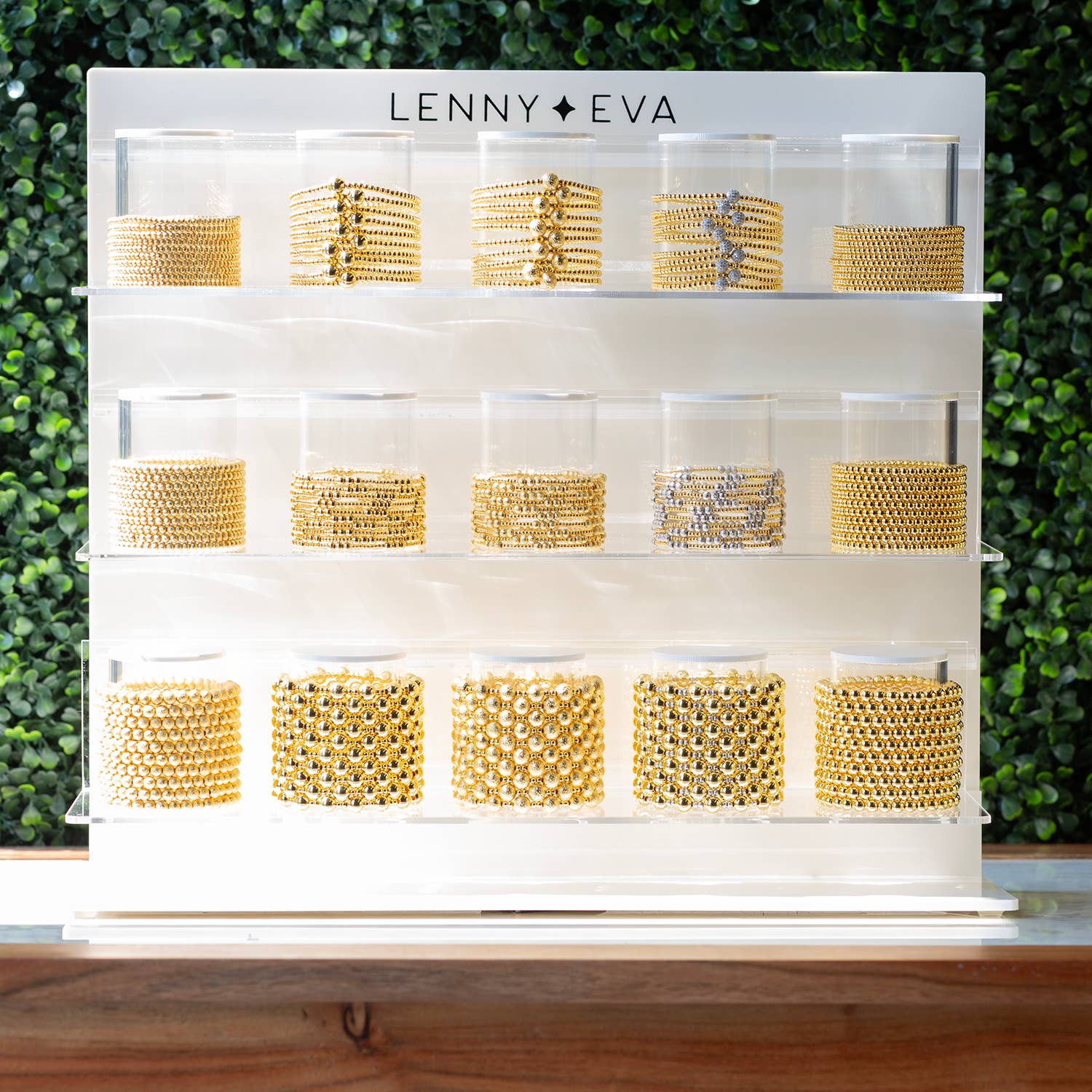 Lenny & Eva - Gold Beaded Bracelet: 3mm Textured