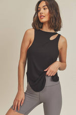 Asymmetric Cutout Lightweight Rib Tank Top: Mauve / M