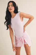 Sleeveless Wrap Tie Front Dress: Lemon / L