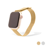18K Gold Stainless Steel Adjustable Mesh Smart Watch Band: Gold