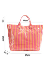 Glossy Striped Large Tote Bag: Orange Pink Stripe
