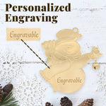 Snowman with Jingle Bell Gold Christmas Ornament
