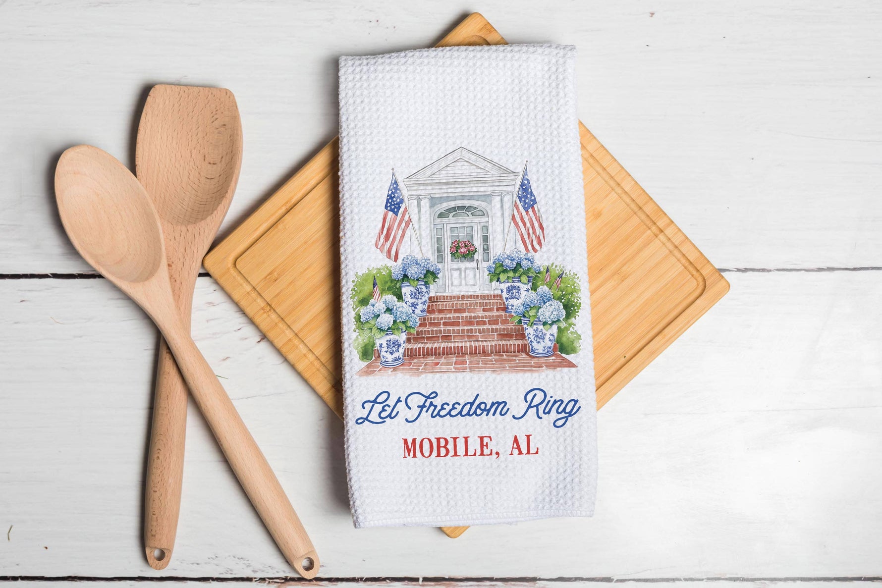 Fort Walton Beach, Florida Patriotic Kitchen Towel Red White Blue