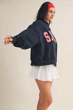 Salty Oversized Mock Neck Sweatshirt: Navy / L