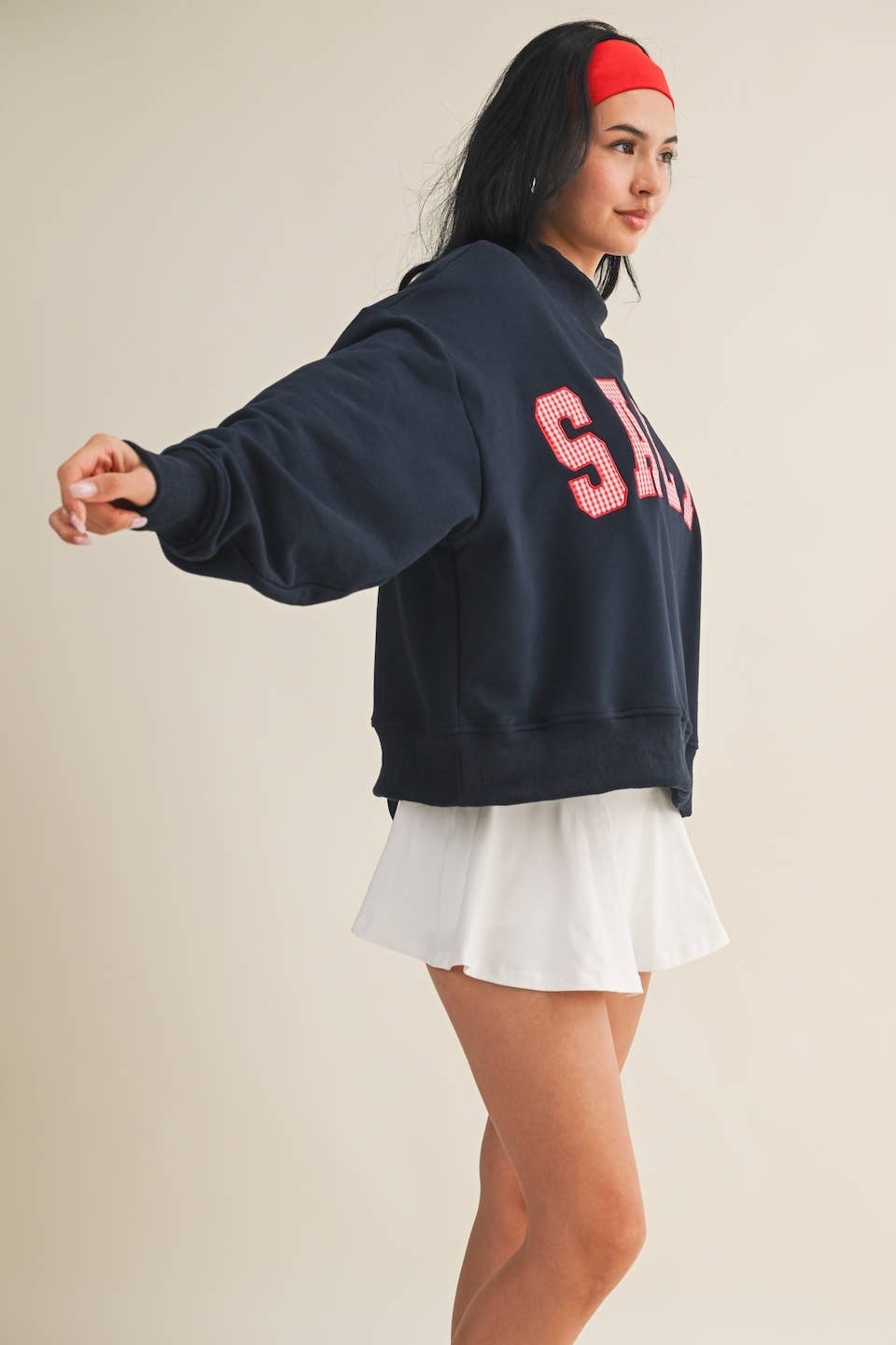 Salty Oversized Mock Neck Sweatshirt: Navy / L
