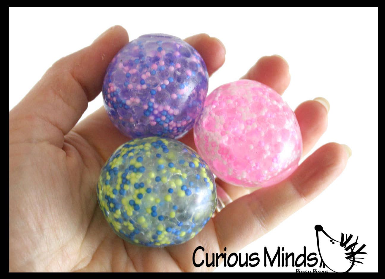 1 Pack of 3 Stress Balls -Small Amazing 1.5" Confetti Bead