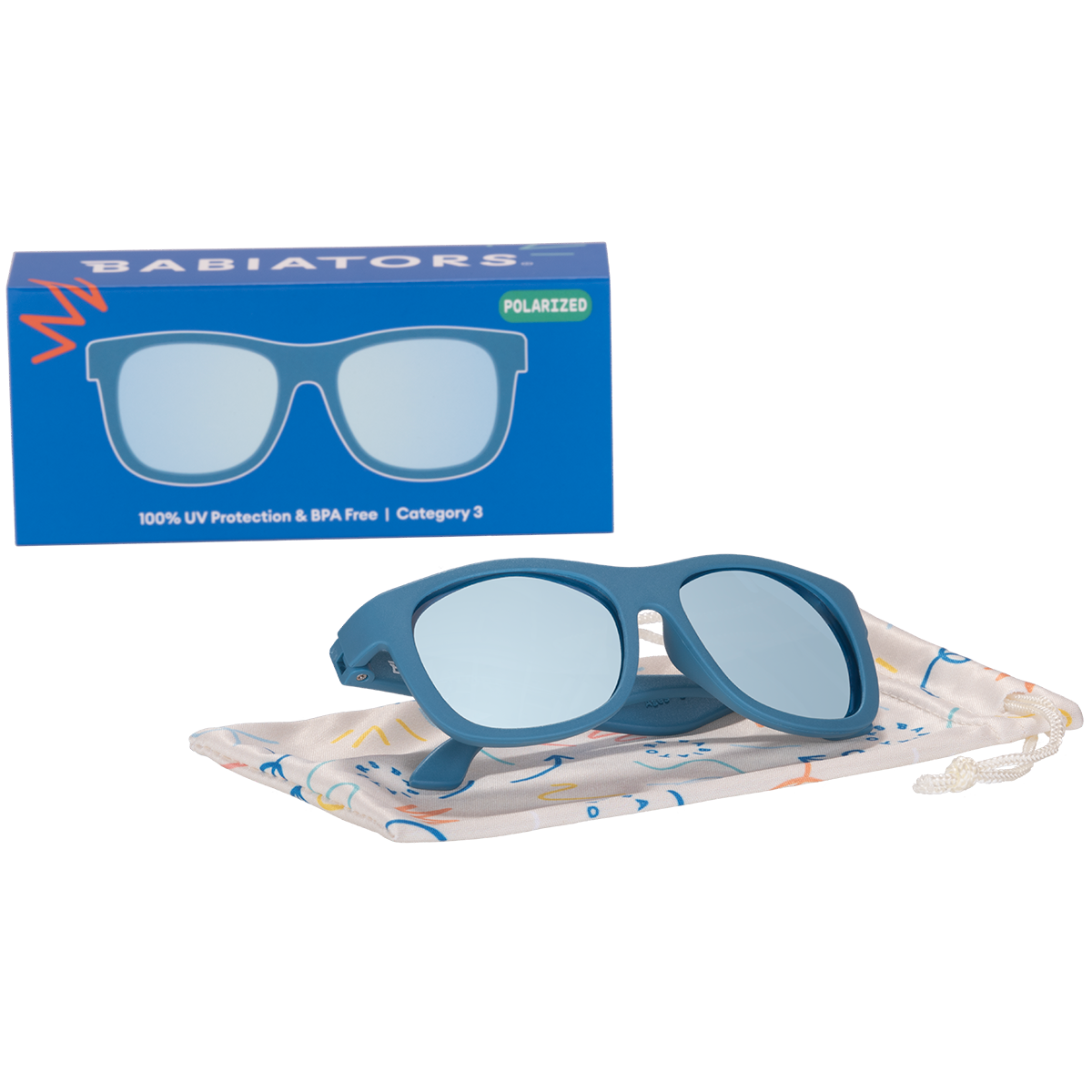 Midnight Blue Polarized Kid Sunglasses with Mirrored Lens: Ages 3-5