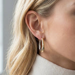 Gold Dipped Two Tone Hinge Oval Hoop Earrings