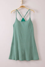 ND32119 - Textured Checkered Knit Activewear Tennis Dress: KELLY GREEN / S-M-L/2-2-2