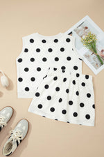 Plus Polka Dot Print Tank Split Mini Skort 2pcs Set: White / XL