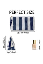 Striped Print Large Capacity Clear Makeup Bag: Red