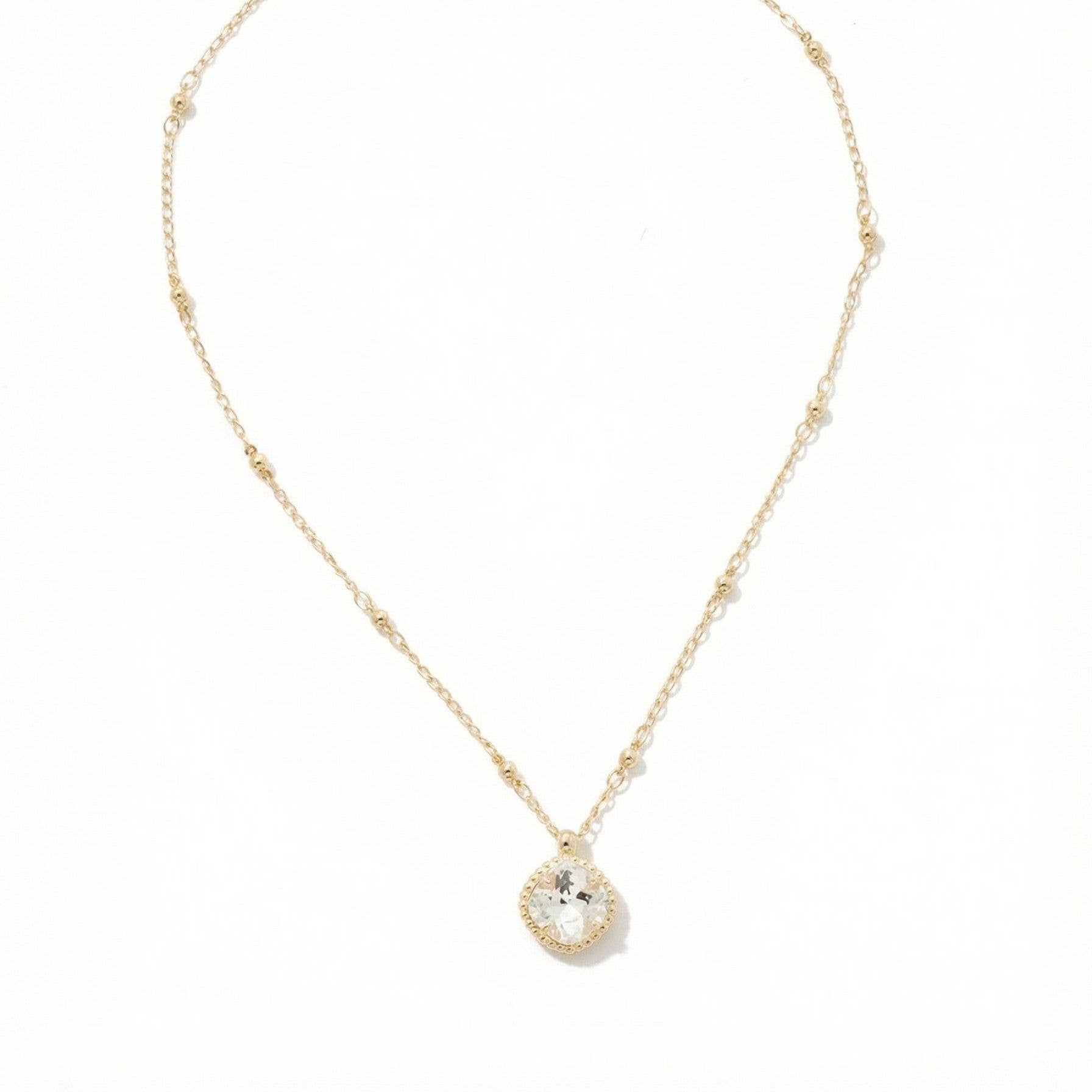 Cushion-Cut Pendant Necklace - NDS50BGCRY: Clear