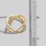 Delicate Rhinestone X Ring