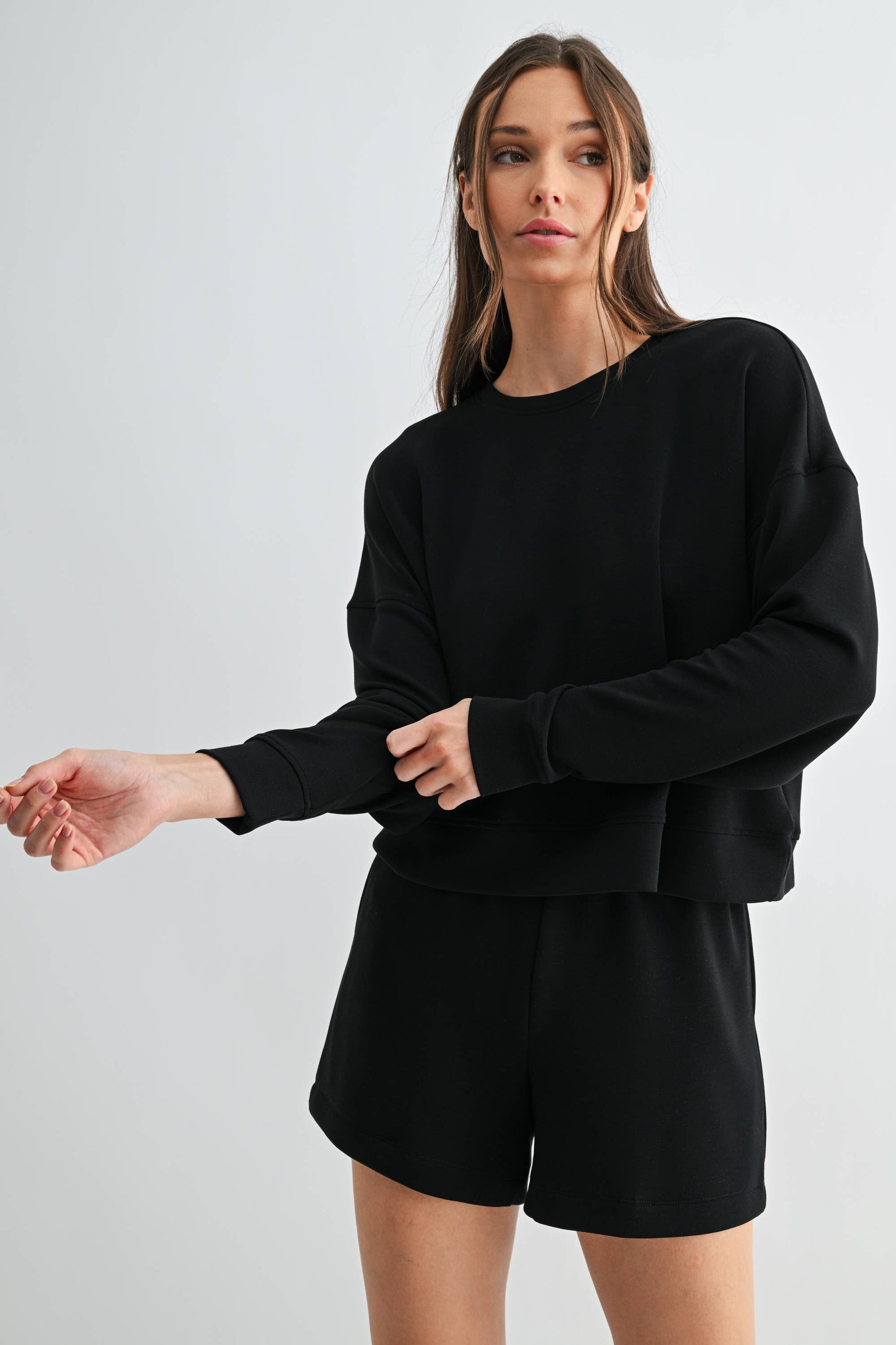 Laguna Dropped Shoulder Sweatshirt: Black