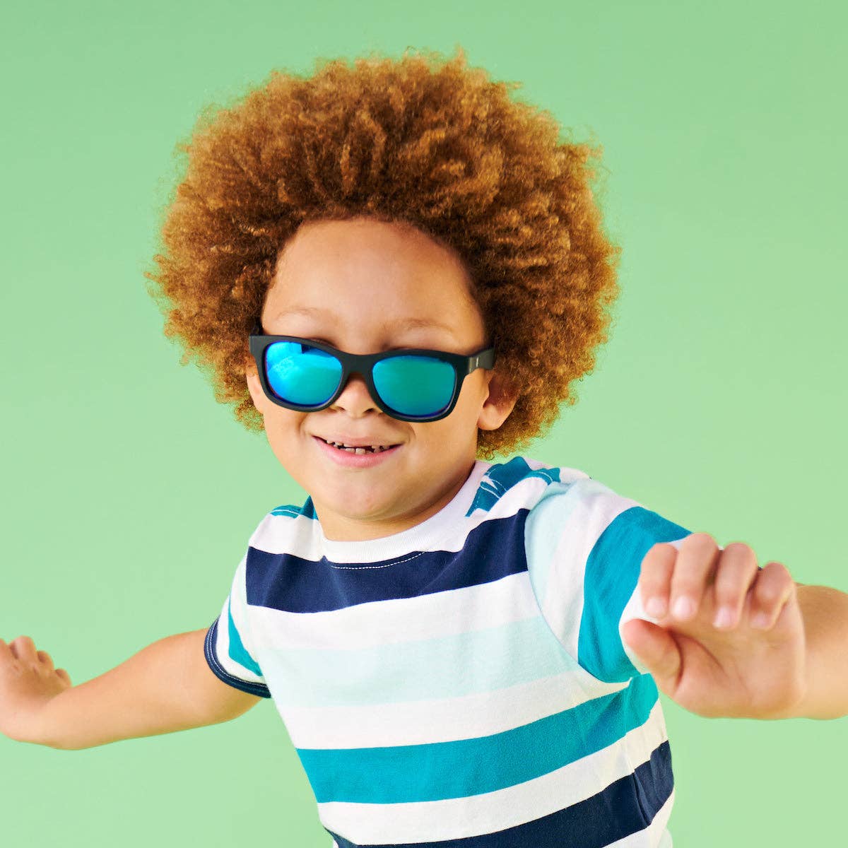 Jet Black Polarized Navigator | Cobalt Mirrored Lens: Ages 3-5