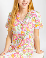 Summer Bouquet Short Sleeve Button Up Sleep Shirt   Pink/Blue/Multi   -Asst.: Small