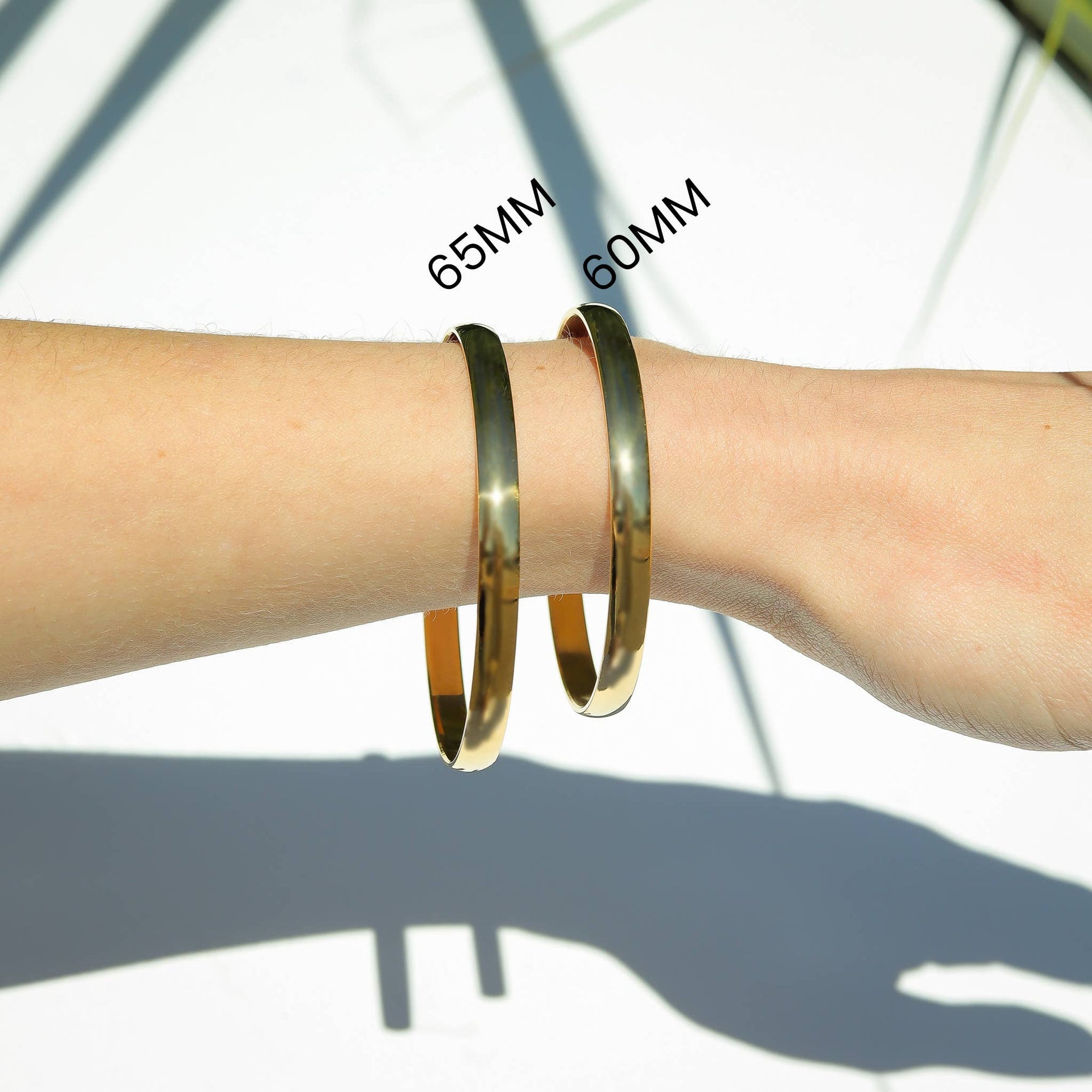 18K Gold PVD Coated Engravable Stainless Steel Bangle: 60mm