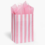 Pink Cabana Stripe Paper Gift Bags: 25 Pack / Rose 5.25x3.25x8.5"