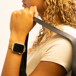 18K Gold Stainless Steel Adjustable Mesh Smart Watch Band: Gold