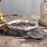 Luna Links – Silver Boho Bangles Collection: Caviar Texture - Two Tone