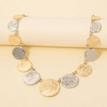 Large Gold Textured Coins Statement Necklace