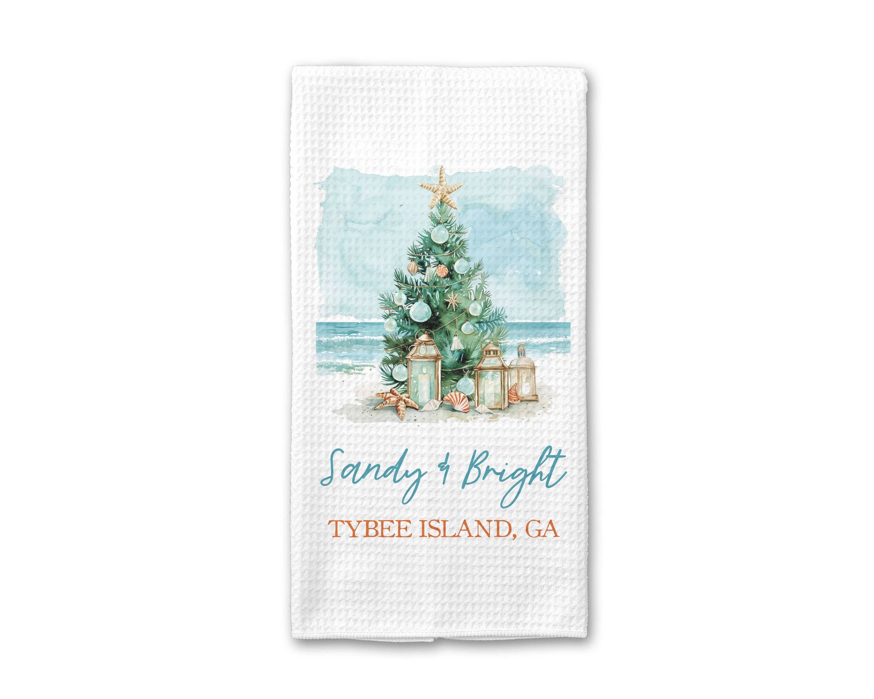 Fort Walton Beach, Florida Sandy & Bright Beach Christmas Towel
