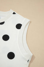 Plus Polka Dot Print Tank Split Mini Skort 2pcs Set : White / M