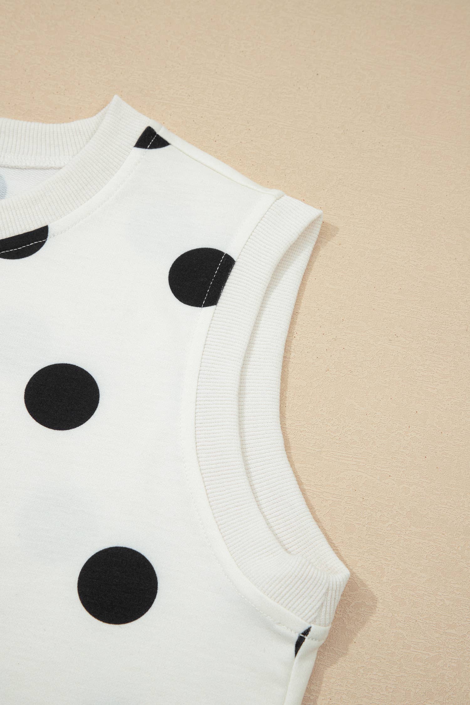 Plus Polka Dot Print Tank Split Mini Skort 2pcs Set : White / M