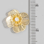 Gold Filigree Flower Cz Center Stud Earrings