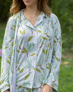 Audrey Short Sleeve Button Up Sleep Shirt   Aqua/Multi   -Asst.: Large